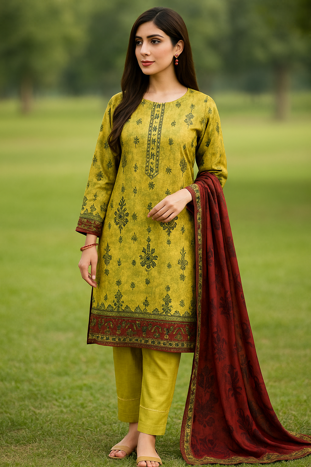 Digital Printed Lawn Sequence Two Head EMB Shirt Sethi Brothers
